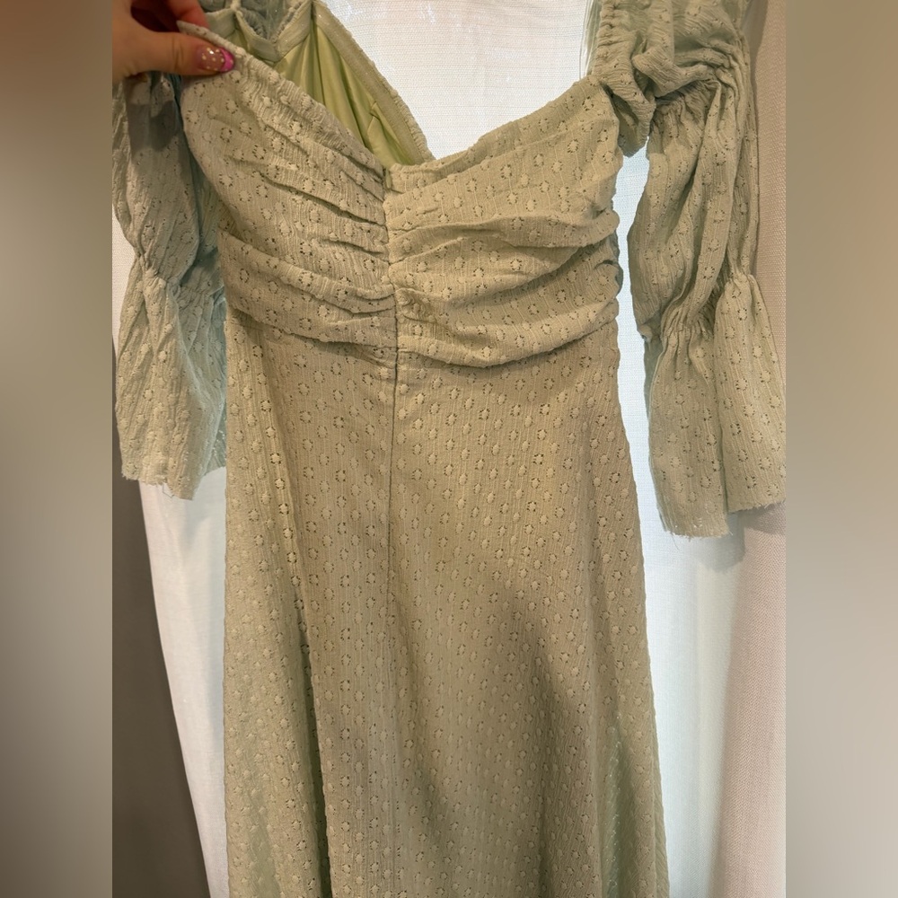 Worth Collective Corrine Tiered Sleeve Maxi Dress with Pockets in Mint - Picture 7 of 7